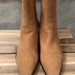 Etienne Aigner Camel Suede Heeled Camera Boots